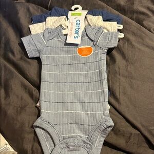 Carter's Ribbed Blue and Gray Baby Bodysuit Set